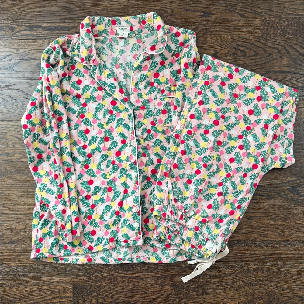 J. Crew Pink Holiday Flannel PJ Set